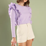 Poplin Ruffle Detail T-shirt