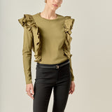 Poplin Ruffle Detail T-shirt