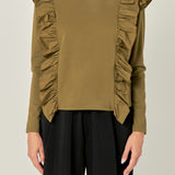 Poplin Ruffle Detail T-shirt