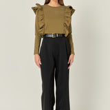 Poplin Ruffle Detail T-shirt