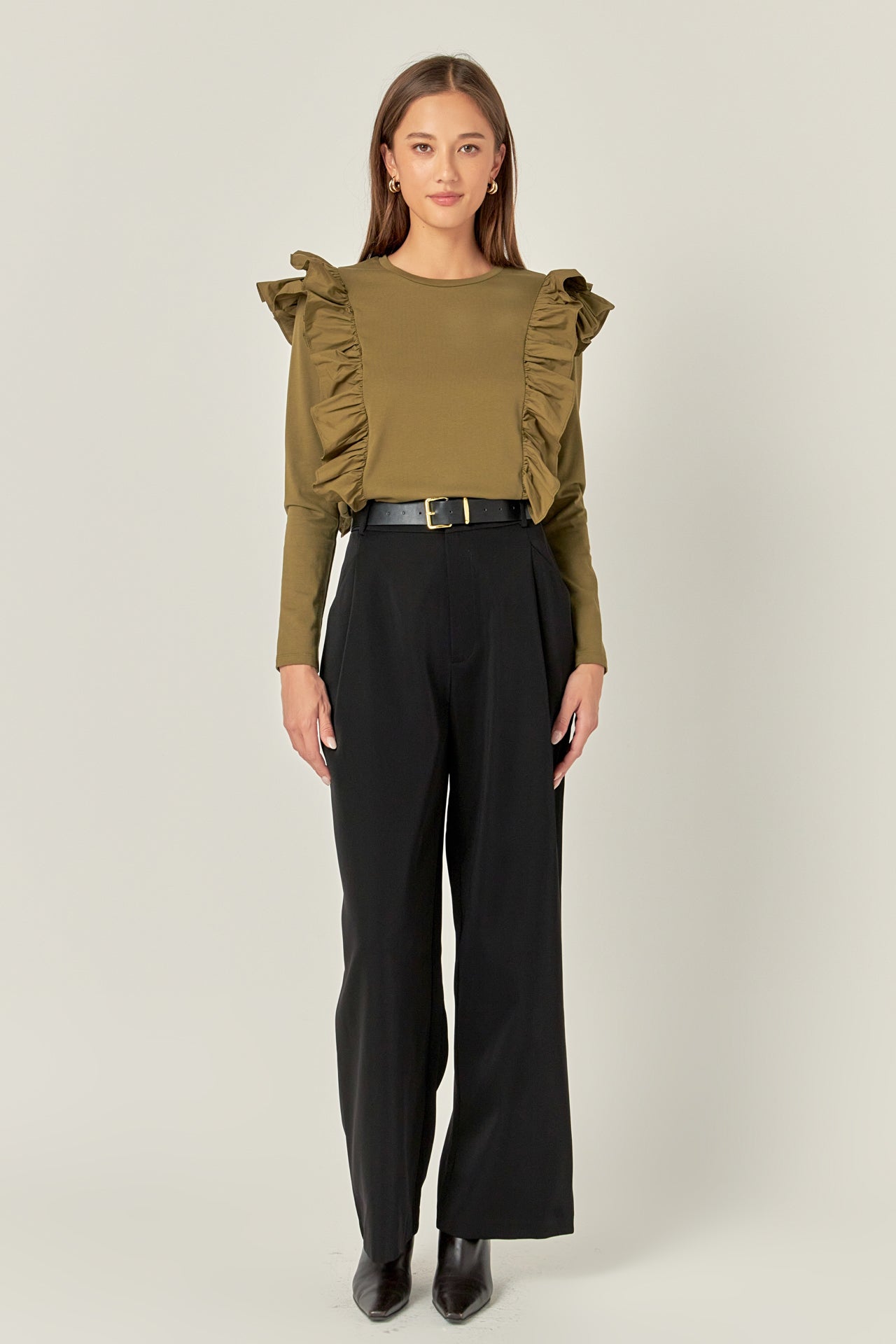 Poplin Ruffle Detail T-shirt