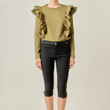 Poplin Ruffle Detail T-shirt