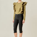 Poplin Ruffle Detail T-shirt