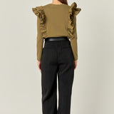Poplin Ruffle Detail T-shirt