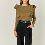 Poplin Ruffle Detail T-shirt