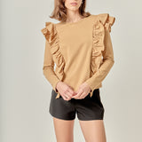 Poplin Ruffle Detail T-shirt
