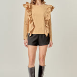 Poplin Ruffle Detail T-shirt