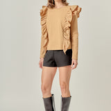 Poplin Ruffle Detail T-shirt