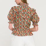 Floral Ruffle Detail Top