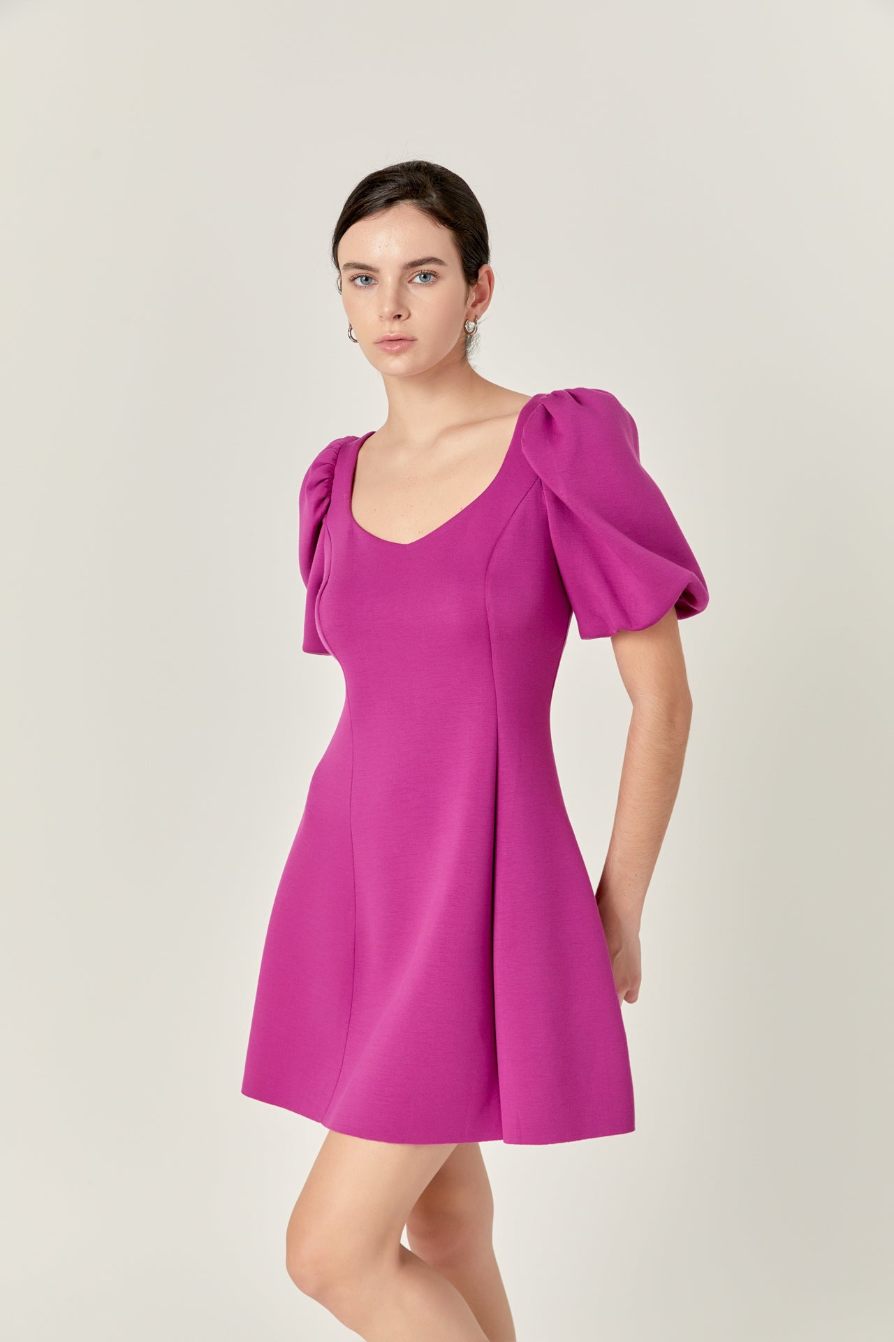 Puff Sleeve Mini Dress in Orchid – English Factory