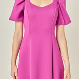 Puff Sleeve Mini Dress in Orchid