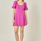 Puff Sleeve Mini Dress in Orchid