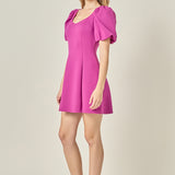 Puff Sleeve Mini Dress in Orchid