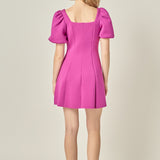 Puff Sleeve Mini Dress in Orchid