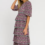 Floral Pleated Tired Dress