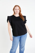 Load image into Gallery viewer, Poplin Knit Mixed Ruffle Detail Top

