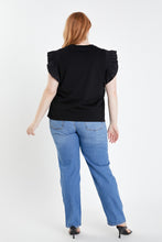Load image into Gallery viewer, Poplin Knit Mixed Ruffle Detail Top
