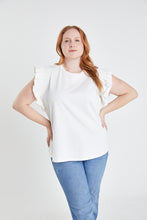 Load image into Gallery viewer, Poplin Knit Mixed Ruffle Detail Top
