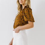 Puff Sleeve Printed Top