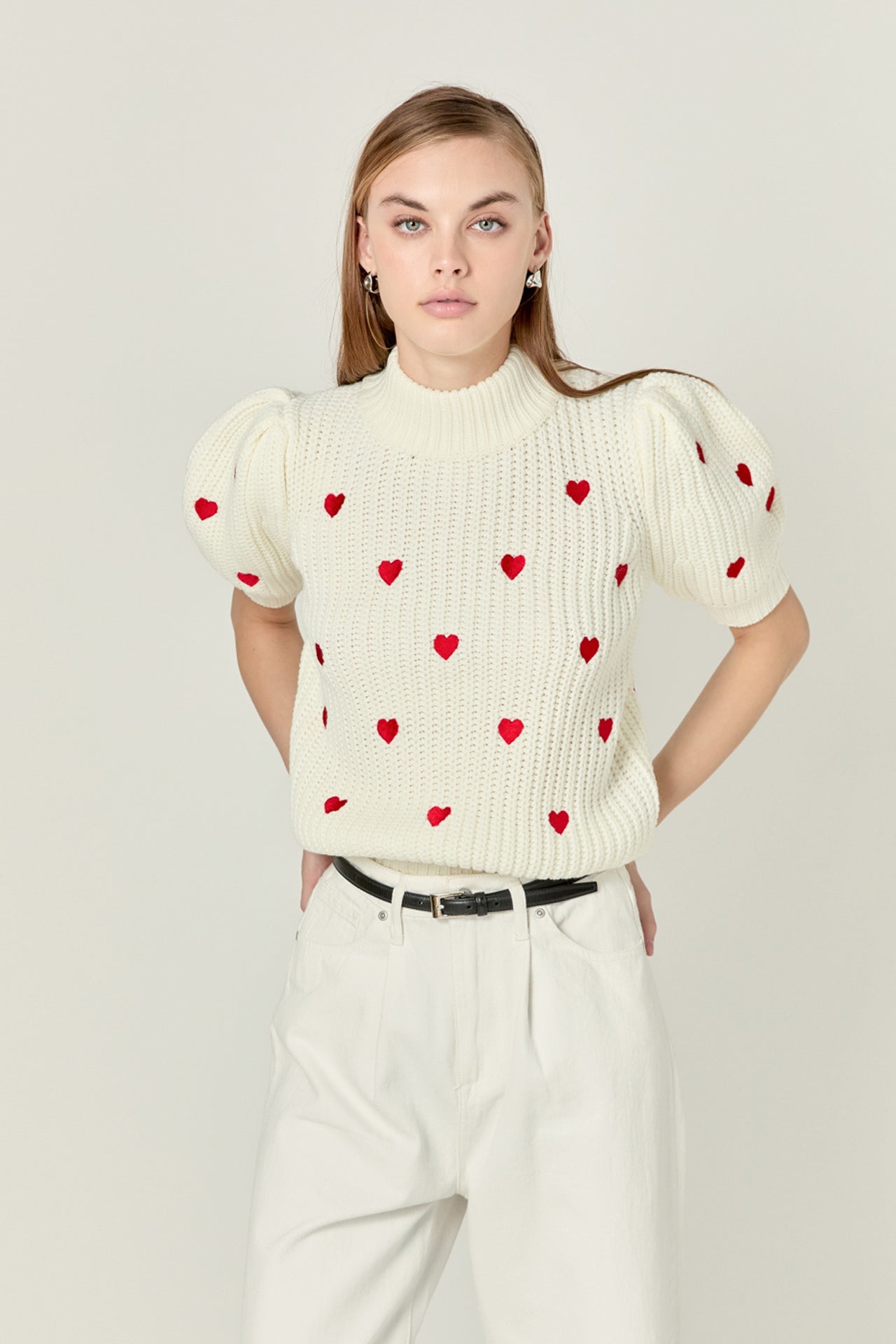 Heart Shape Embroidery Sweater