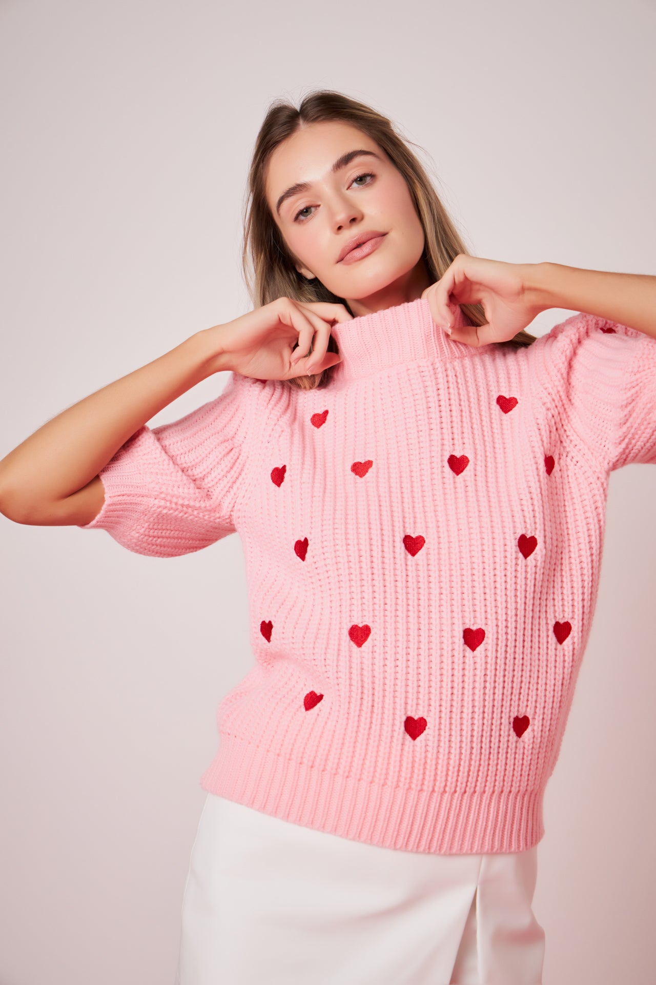English Factory - Heart Shape Embroidery Sweater Size & Fit Measurements