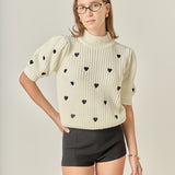 Heart Shape Embroidery Sweater