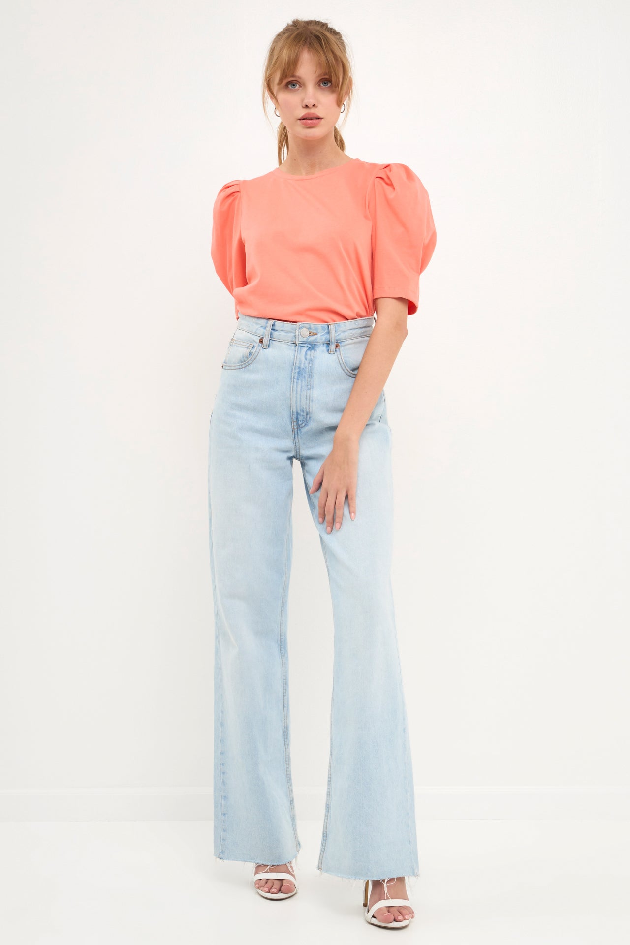 Pleated Puff Sleeve T-Shirt
