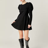 Long Puff Sleeve Mini Dress