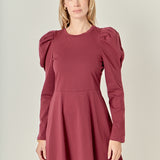 Long Puff Sleeve Mini Dress