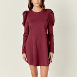 Long Puff Sleeve Mini Dress
