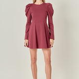 Long Puff Sleeve Mini Dress