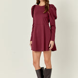 Long Puff Sleeve Mini Dress