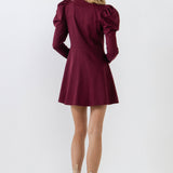 Long Puff Sleeve Mini Dress