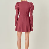 Long Puff Sleeve Mini Dress
