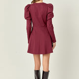 Long Puff Sleeve Mini Dress