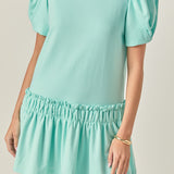 Puff Sleeve Peplum Mini Dress