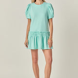 Puff Sleeve Peplum Mini Dress