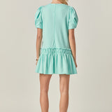 Puff Sleeve Peplum Mini Dress