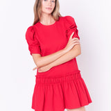 Puff Sleeve Peplum Mini Dress