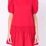 Puff Sleeve Peplum Mini Dress