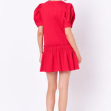 Puff Sleeve Peplum Mini Dress