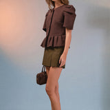 Puff Sleeve Peplum Knit Top