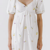 Embroidery Babydoll Mini Dress