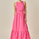 Elastic Detail Sleeveless Dress
