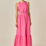 Elastic Detail Sleeveless Dress