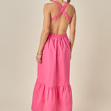 Elastic Detail Sleeveless Dress