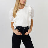 Short Puff Sleeve Shirt with Ruffed Sweater