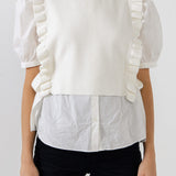 Short Puff Sleeve Shirt with Ruffed Sweater