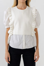 Load image into Gallery viewer, Short Puff Sleeve Shirt with Ruffed Sweater
