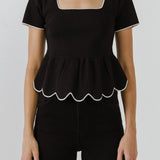 Scallop Edge Square Neckline Sweater